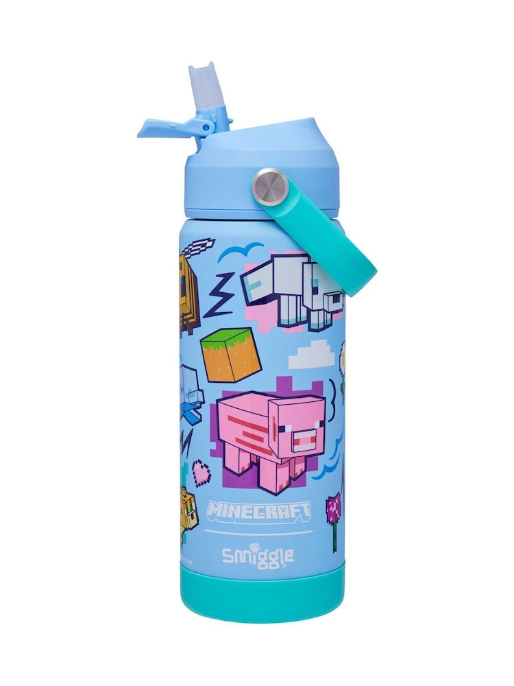 Smiggle Blue Minecraft Squiggle Insulated Stainless Steel Drink Bottle 550Ml - Image 2 of 3 Smiggle Blue Minecraft Squiggle Insulated Stainless Steel Drink Bottle 550Ml - Image 2 of 3