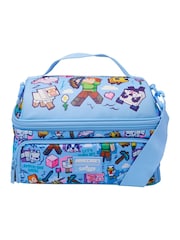 Smiggle Blue Minecraft Dual Compartment Lunch Bag with Strap - Image 3 of 4
