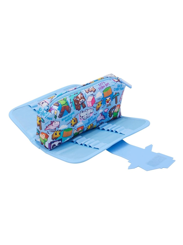 Smiggle Blue Minecraft Utility Pencil Case - Image 2 of 2 Smiggle Blue Minecraft Utility Pencil Case - Image 2 of 2