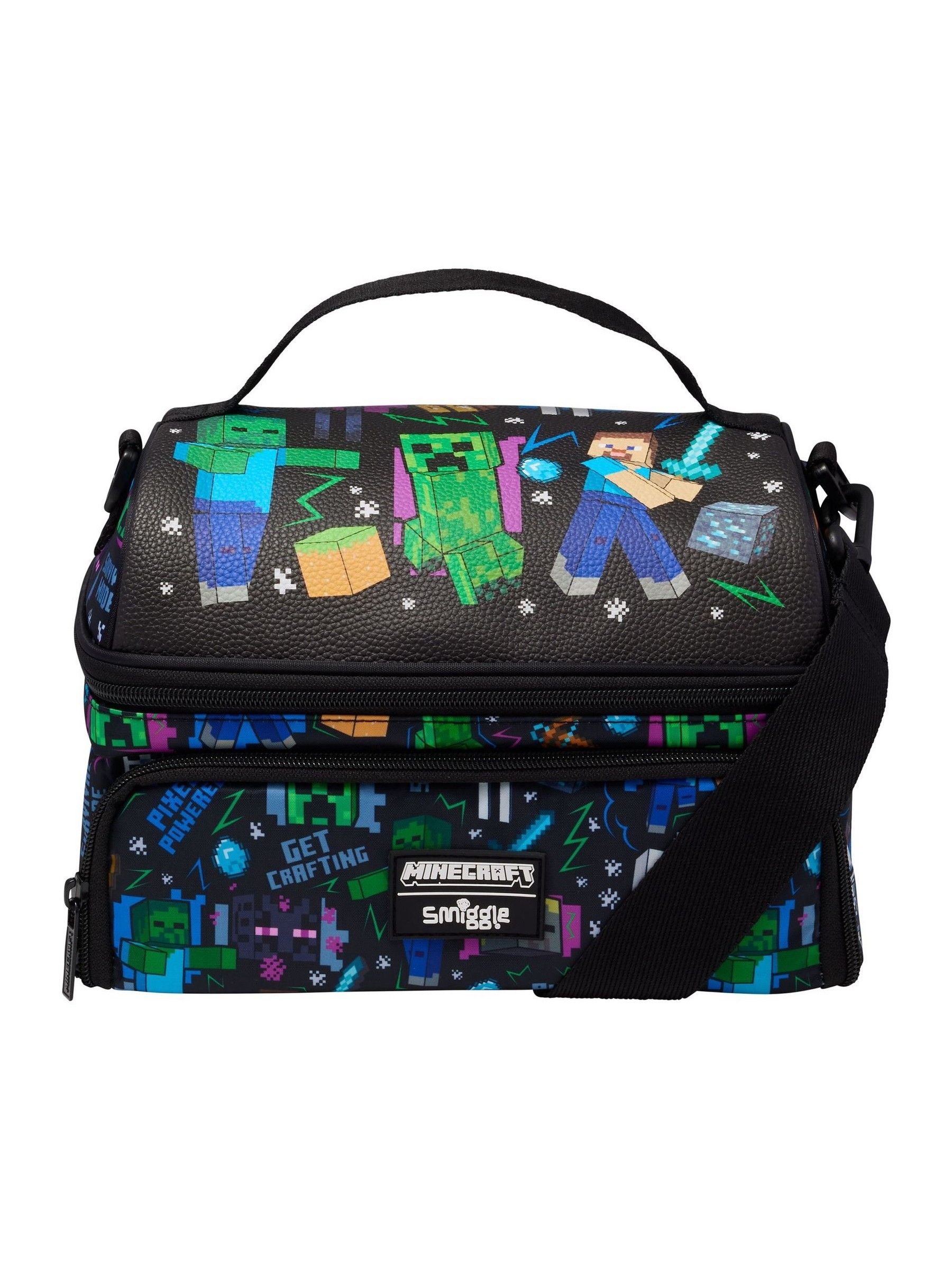 Next：日本 ブラック - Smiggle Minecraft Dual Compartment Lunch Bag