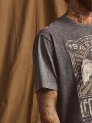 Grey Acid Wash Led Zeppelin Regular Fit 100% Cotton Band Graphic T-Shirt - Image 4 of 5