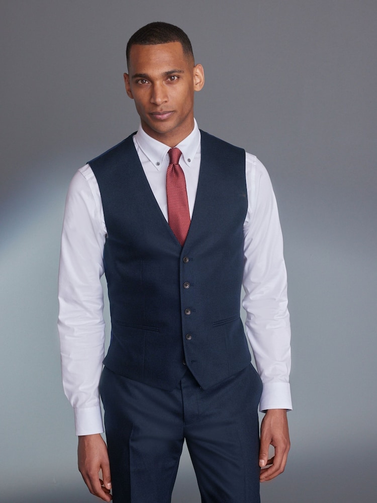 Navy Signature Tollegno Wool Suit Waistcoat - Image 1 of 10
