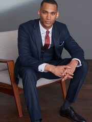 Navy Signature Tollegno Wool Suit Waistcoat - Image 4 of 10