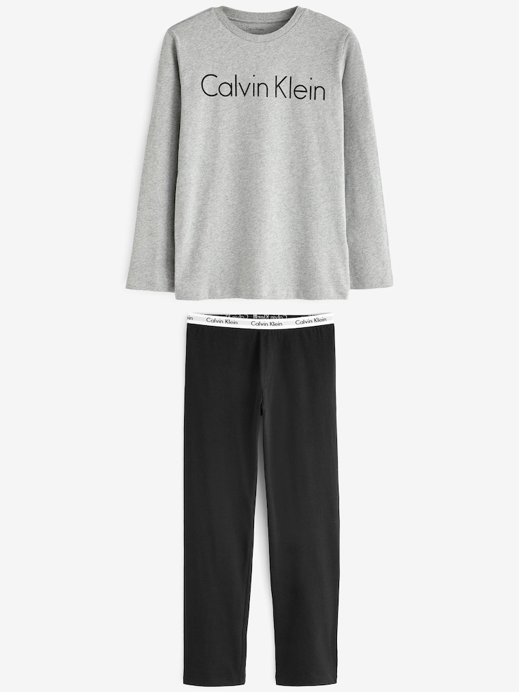 Calvin Klein Grey/Black Boys 100% Cotton Pyjama Set - Image 1 of 3