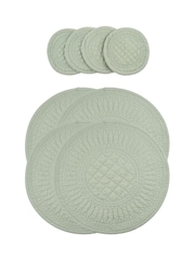 Mary Berry Green 100% Cotton Signature Placement Set - Image 3 of 3
