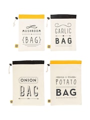 Kitchen Pantry Gemüsetaschen aus 100 % Baumwolle, 4er-Pack (Maschinenwäsche) - Bild 3 von 3