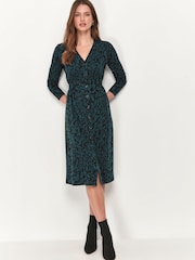 M&Co Jacquard-Damenkleid in Petite-Größe, Petrolfarben - Bild 1 von 4