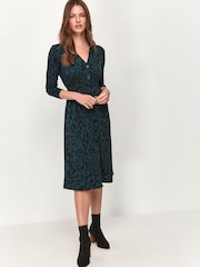 M&Co Jacquard-Damenkleid in Petite-Größe, Petrolfarben - Bild 3 von 4