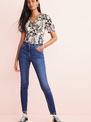 Dark Blue High Rise Skinny Jeans - Image 1 of 5