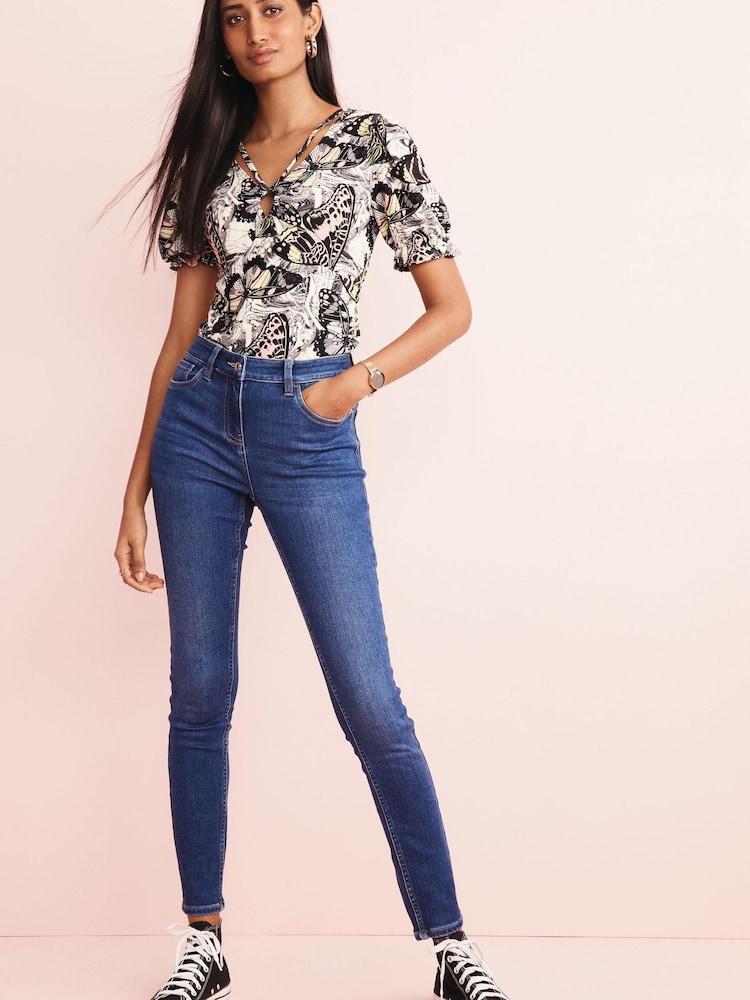 Dark Blue High Rise Skinny Jeans - Image 1 of 5