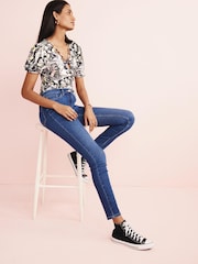 Dark Blue High Rise Skinny Jeans - Image 2 of 5