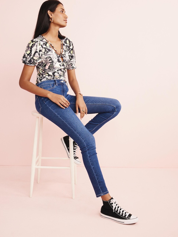 Dark Blue High Rise Skinny Jeans - Image 2 of 5