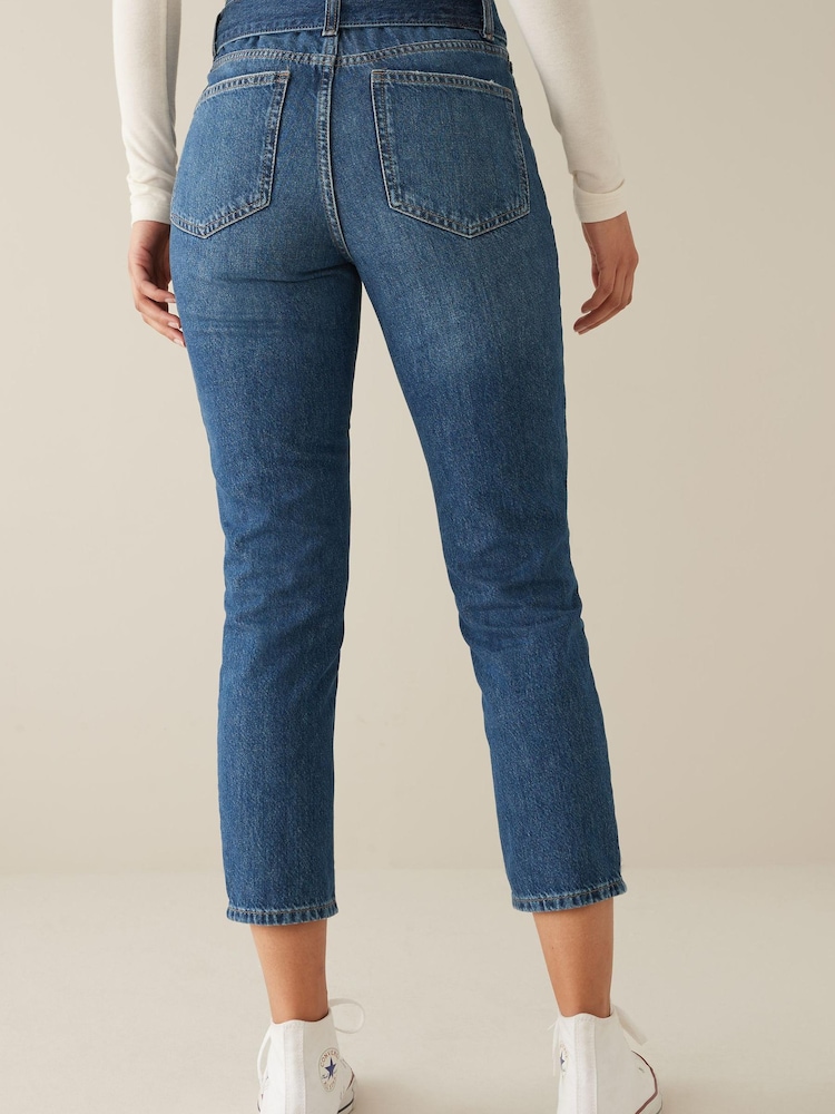 Dunkelblau/Gürtel - Mom-Jeans - Bild 2 von 3