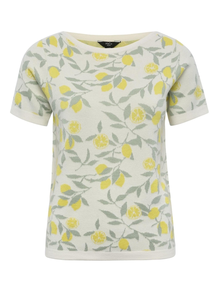 M&co Petite Damen T-Shirt mit gestricktem Zitronenmotiv, Creme - Bild 3 von 3