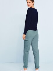Petrolblau - Twill-Cargohose mit Gürtel - Bild 3 von 4