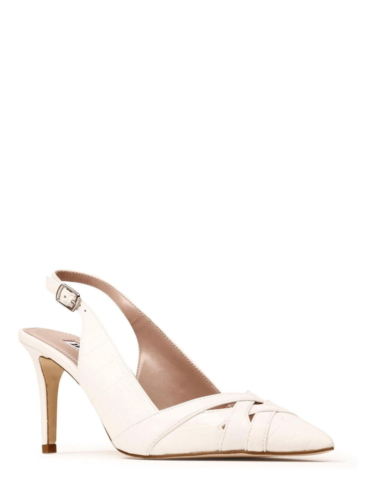 Dune London White Cheska XX Slingback Open Court Shoes - Image 2 of 5