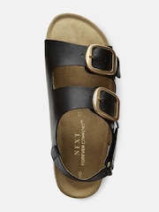 Black Back Strap Leather Footbed Sandals - Image 5 of 6