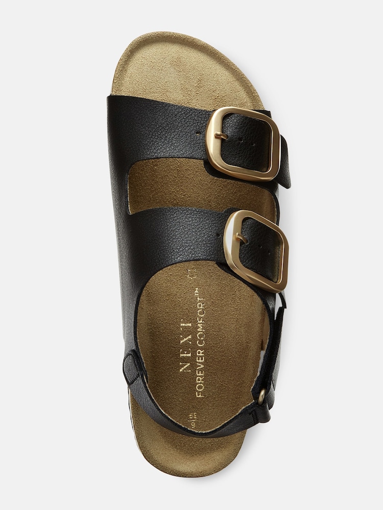 Black Back Strap Leather Footbed Sandals - Image 5 of 6