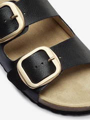 Black Back Strap Leather Footbed Sandals - Image 6 of 6