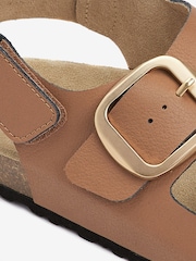 Tan Brown Back Strap Leather Footbed Sandals - Image 4 of 4