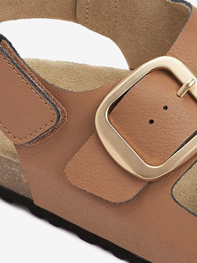 Tan Brown Back Strap Leather Footbed Sandals - Image 4 of 4