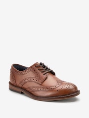 Tan Brown Wide Fit (G) Leather Laceup Brogue Shoes - Image 2 of 4