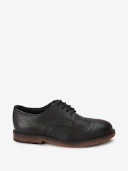 Black Wide Fit (G) Leather Laceup Brogue Shoes - Image 1 of 4