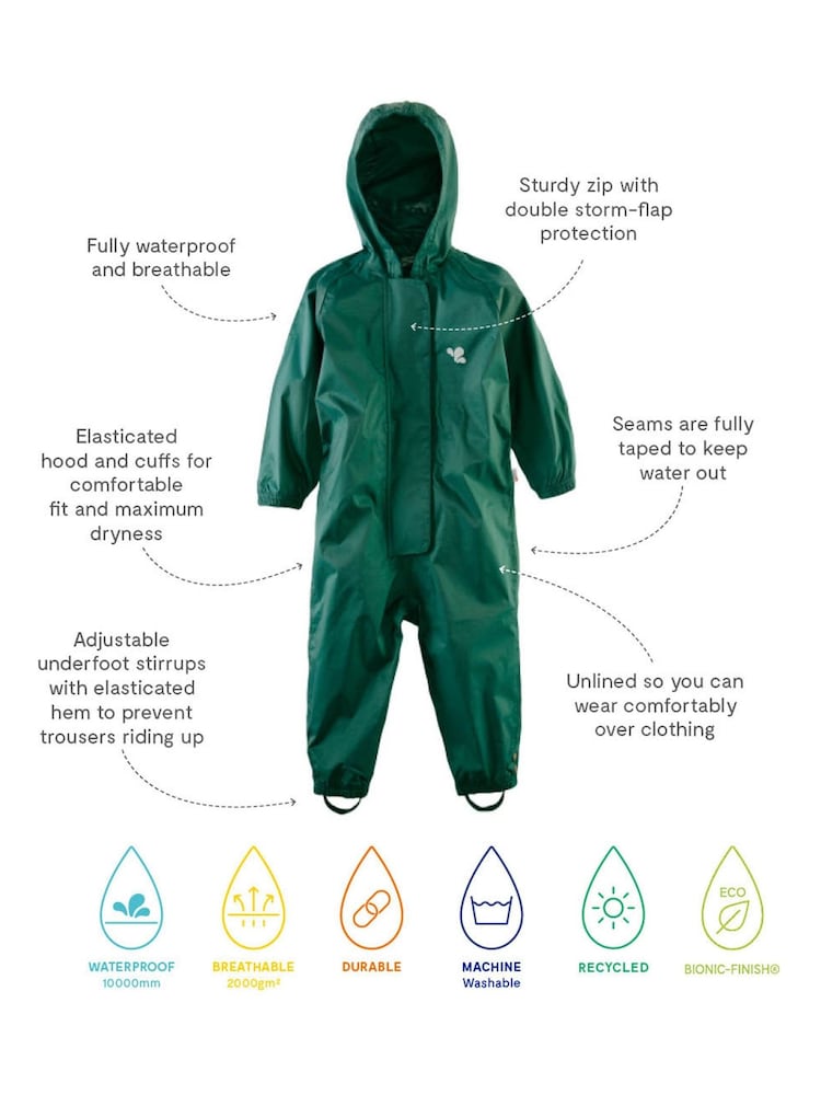 Muddy Puddles Green Originals Waterproof All-In-One Puddlesuit - Image 2 of 3