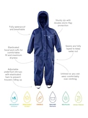 Muddy Puddles Navy Blue Originals Waterproof All-In-One Puddlesuit - Image 3 of 3