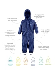 Muddy Puddles Navy Blue Originals Waterproof All-In-One Puddlesuit - Image 4 of 4