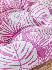 Catherine Lansfield Set of 2 Pink Tropical Palm Outdoor/Indoor Water Resistant Seat Pads - Image 3 of 5