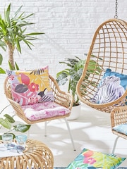 Catherine Lansfield Set of 2 Pink Tropical Palm Outdoor/Indoor Water Resistant Seat Pads - Image 4 of 5
