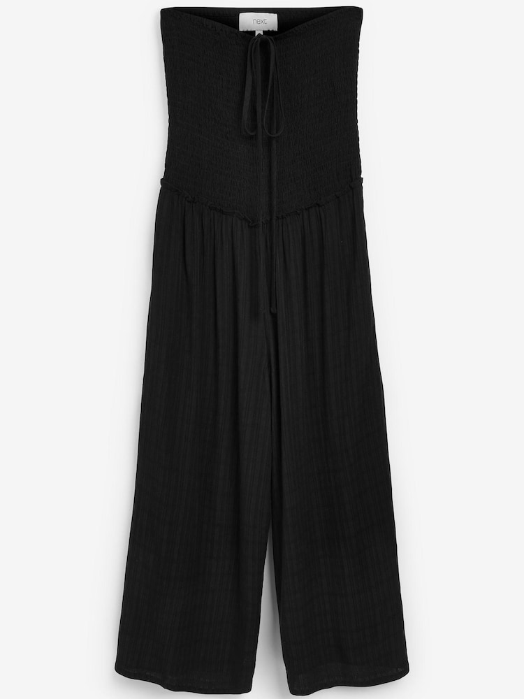 Schwarz - Gesmokter Bandeau-Overall - Bild 4 von 4