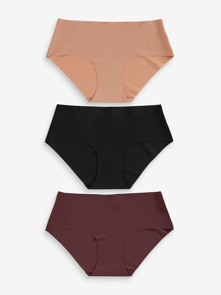 Black/Praline Nude/Chocolate Nude Midi No VPL Comfort Knickers 3 Pack - Image 1 of 13