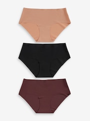 Black/Praline Nude/Chocolate Nude Short No VPL Comfort Knickers 3 Pack - Image 1 of 11