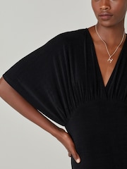 Black Volume Sleeve Midi Dress - Image 3 of 5