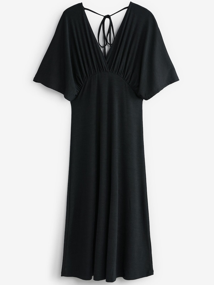 Black Volume Sleeve Midi Dress - Image 5 of 5