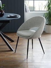 Set of 2 Tweedy Plain Mid Grey Hewitt Upholstered Black Leg Dining Chairs - Image 1 of 8
