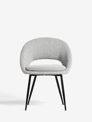 Set of 2 Tweedy Plain Mid Grey Hewitt Upholstered Black Leg Dining Chairs - Image 2 of 8