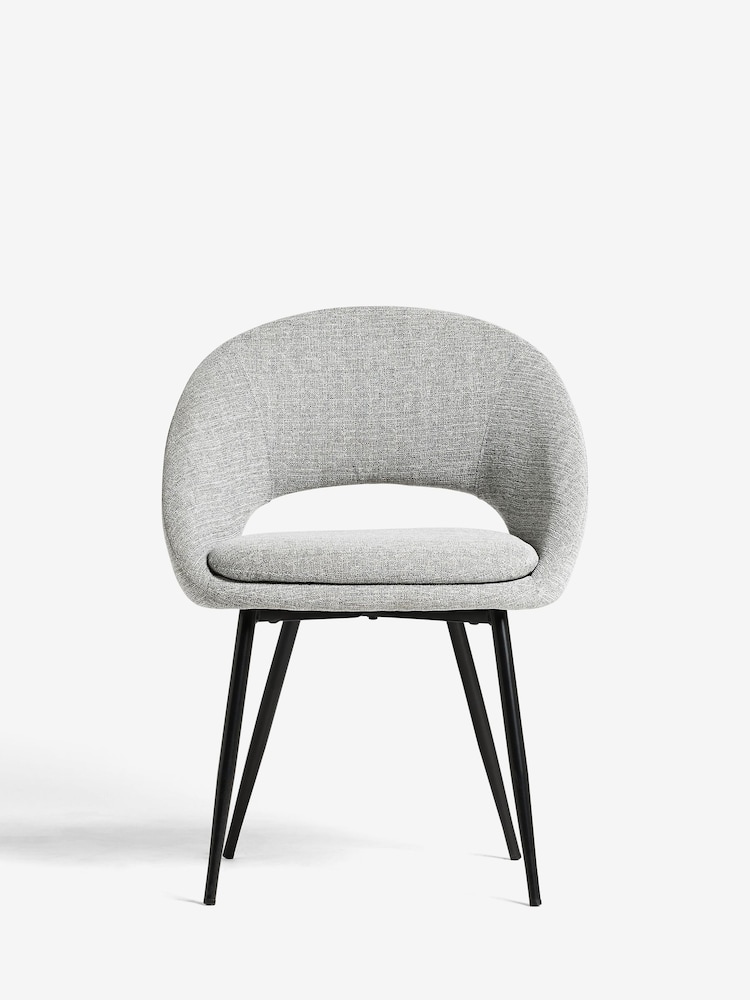 Set of 2 Tweedy Plain Mid Grey Hewitt Upholstered Black Leg Dining Chairs - Image 2 of 8