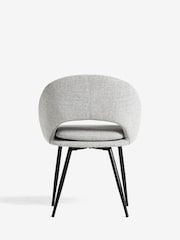 Set of 2 Tweedy Plain Mid Grey Hewitt Upholstered Black Leg Dining Chairs - Image 3 of 8