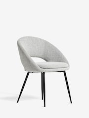 Set of 2 Tweedy Plain Mid Grey Hewitt Upholstered Black Leg Dining Chairs - Image 4 of 8