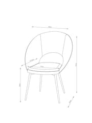 Set of 2 Tweedy Plain Mid Grey Hewitt Upholstered Black Leg Dining Chairs - Image 7 of 8