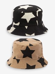 Star Print 2 Pack Bucket Hats (3mths-10yrs) - Image 1 of 4
