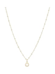 Oliver Bonas White Round Onyx Drop Alula Gold Plated Necklace - Image 1 of 6