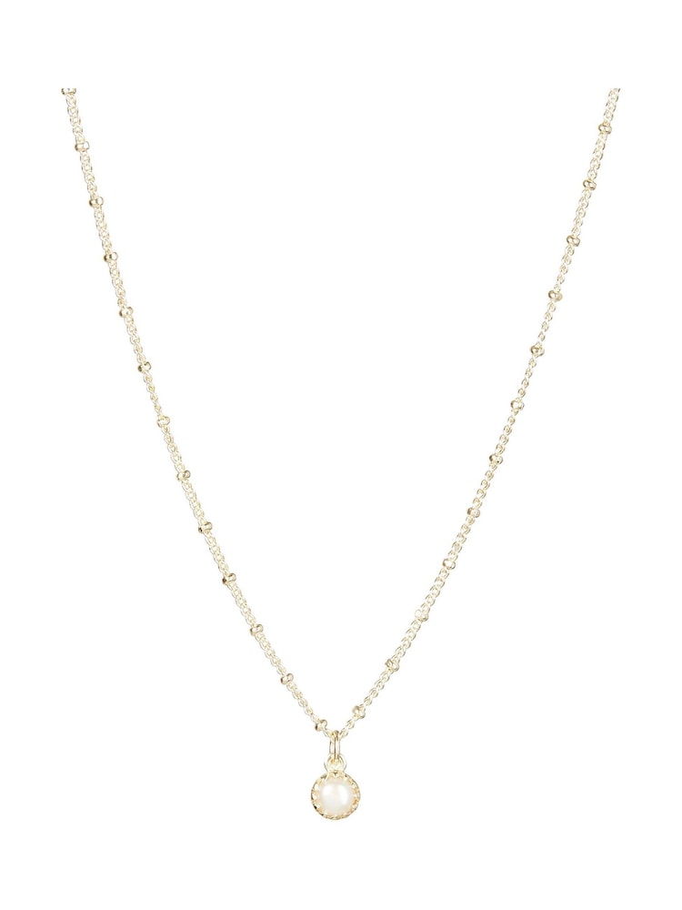 Oliver Bonas White Round Onyx Drop Alula Gold Plated Necklace - Image 1 of 6