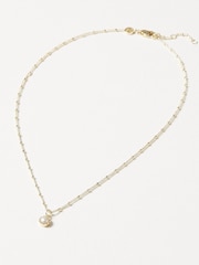 Oliver Bonas White Round Onyx Drop Alula Gold Plated Necklace - Image 2 of 6