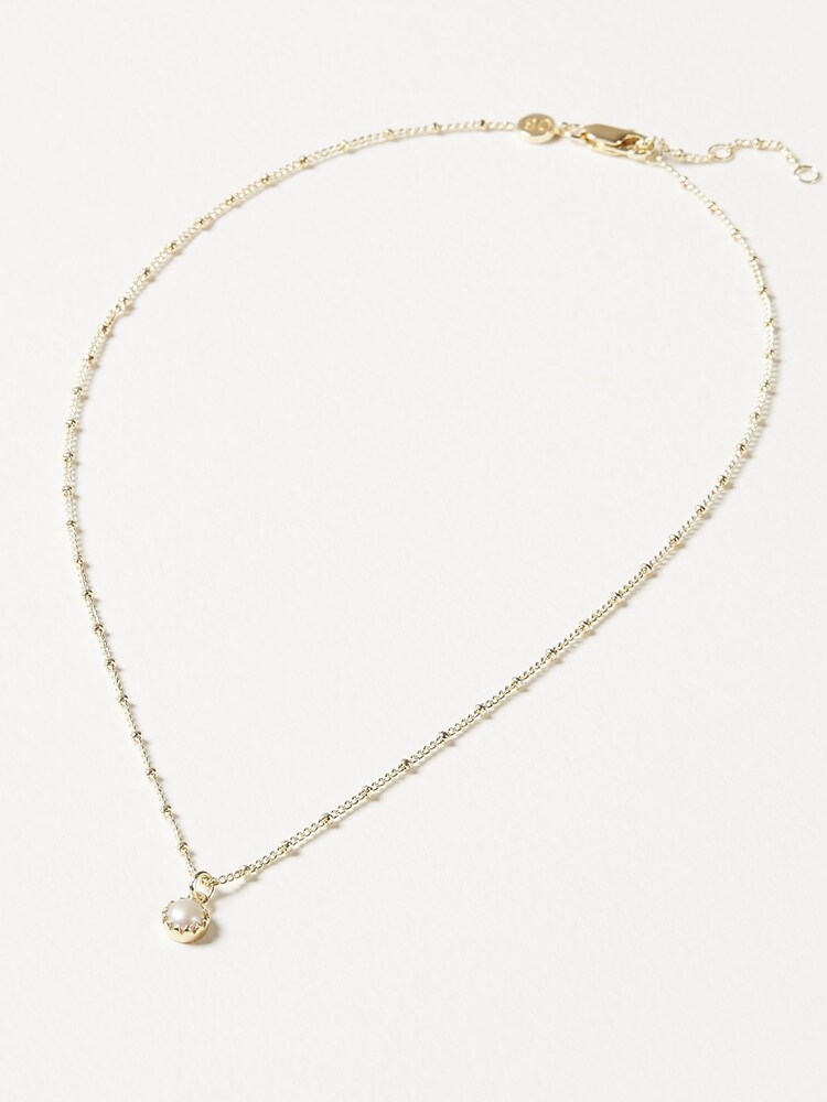 Oliver Bonas White Round Onyx Drop Alula Gold Plated Necklace - Image 2 of 6 Oliver Bonas White Round Onyx Drop Alula Gold Plated Necklace - Image 2 of 6