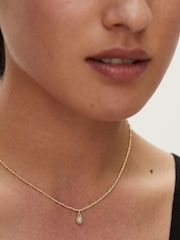 Oliver Bonas White Round Onyx Drop Alula Gold Plated Necklace - Image 6 of 6