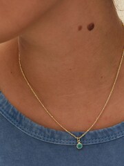 Oliver Bonas Blue Alula Round Chalcedony Drop Gold Plated Pendant Necklace - Image 3 of 6